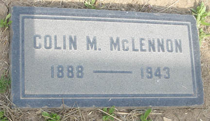 Photo of headstones/Colin M. McLENNON 1888 -1943 hdstn LA Angelus Rosedale Cem 